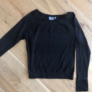 Athleta Black Long Sleeve Laser Cut Top